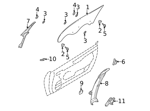 Glass - Door for 2002 Mitsubishi Eclipse #0