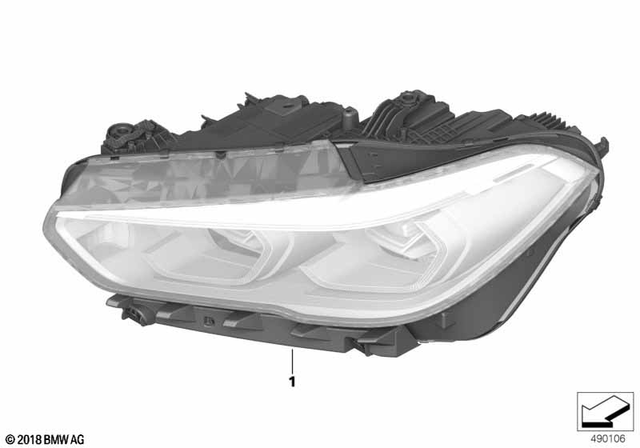 63117933344 - Lighting: Headlight, Laser Light, Right for BMW: X5 40i, X5 40iX, X5 45eX, X5 50iX, X5 M, X5 M50iX, X6 40i, X6 40iX, X6 M, X6 M50iX Image