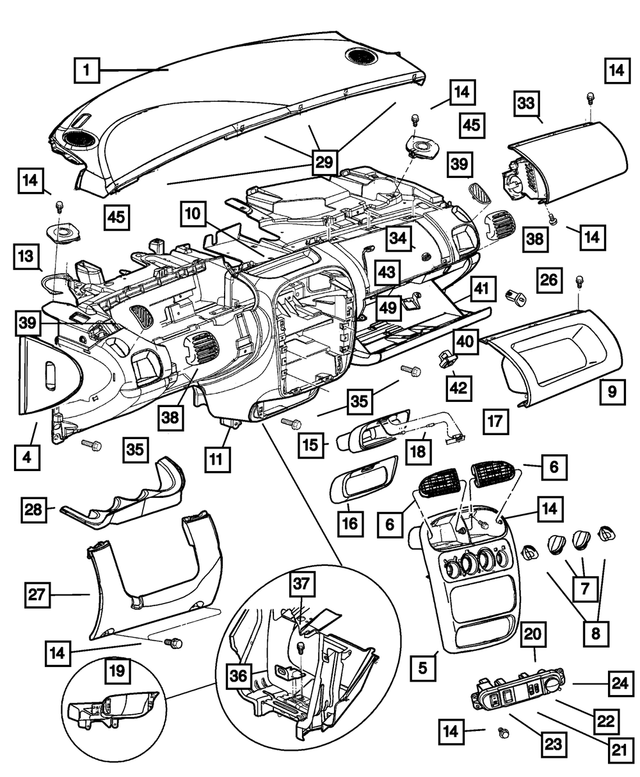 « QT01DX9AE –  : Panneau D`instruments Encadrement pour Mopar Image »
