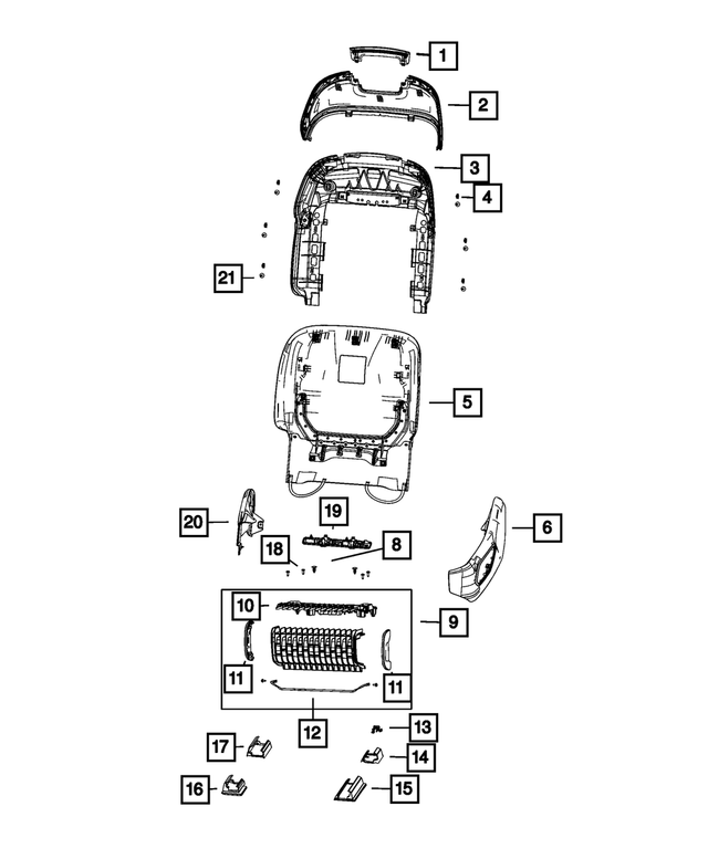 6SM131A5AD - Interior Trim: Front Seat Back Panel for Jeep: Grand Cherokee, Grand Cherokee L Image