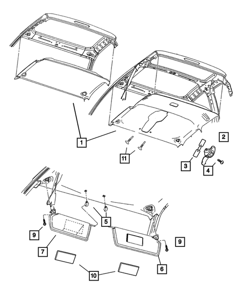Headliner and Visor for 2004 Dodge Dakota #0