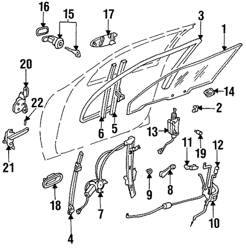 Glass - Front Door for 1994 Kia Sephia #0