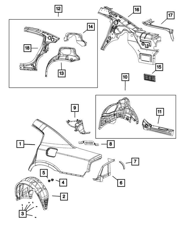 68051446AA - Body Sheet Metal Except Doors: Trough Reinforcement, Right for Mopar Image