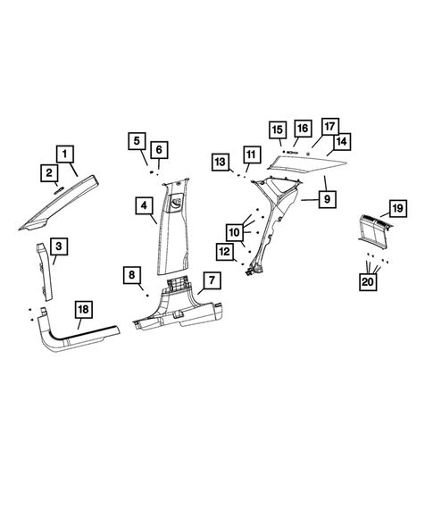 Panels-Moldings-Scuff Plates, Pillar, Cowl, 1/4 Panel Trim and Cargo Covers for 2015 Chrysler 200 #0