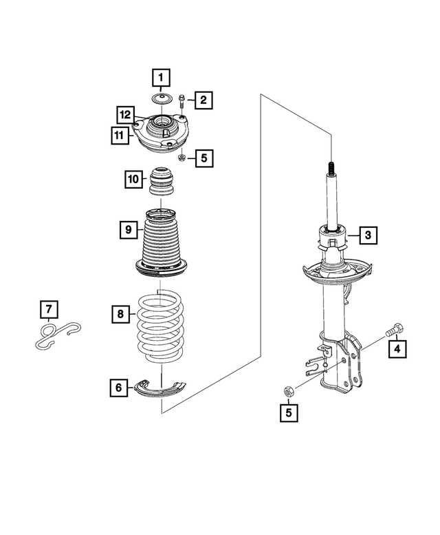 68527486AB - : Front Suspension Strut, Front Right for Mopar Image