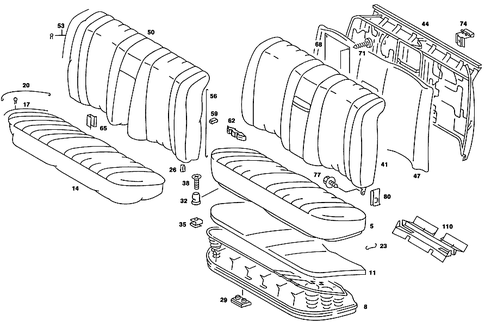 Rear Seat Cushion, Rear Backrest for 1988 Mercedes-Benz 560SEL #2
