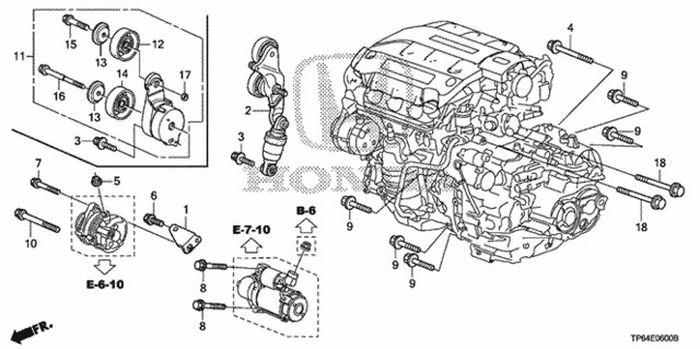 Alternator Bracket  - Tensioner (V6) (1) for 2012 Honda Crosstour #0