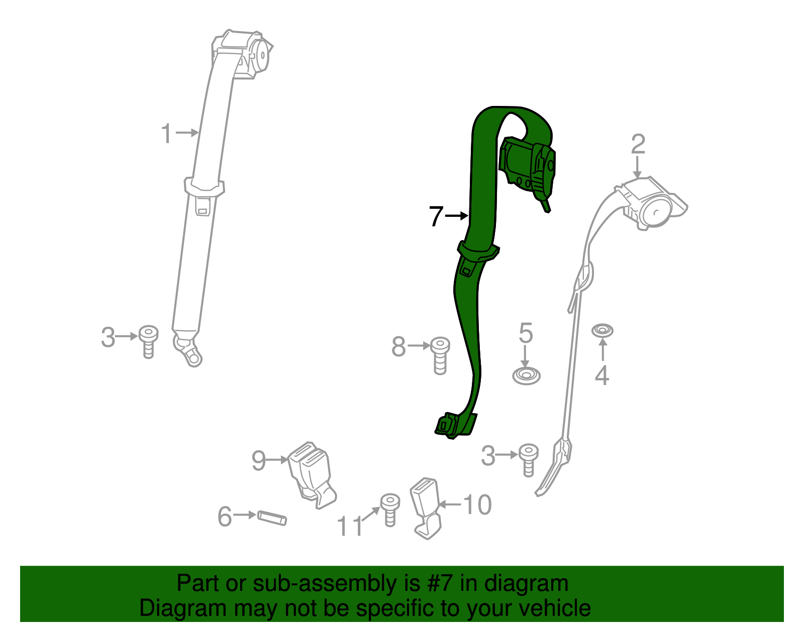 Center Belt Assembly - BMW (72-11-7-255-923)