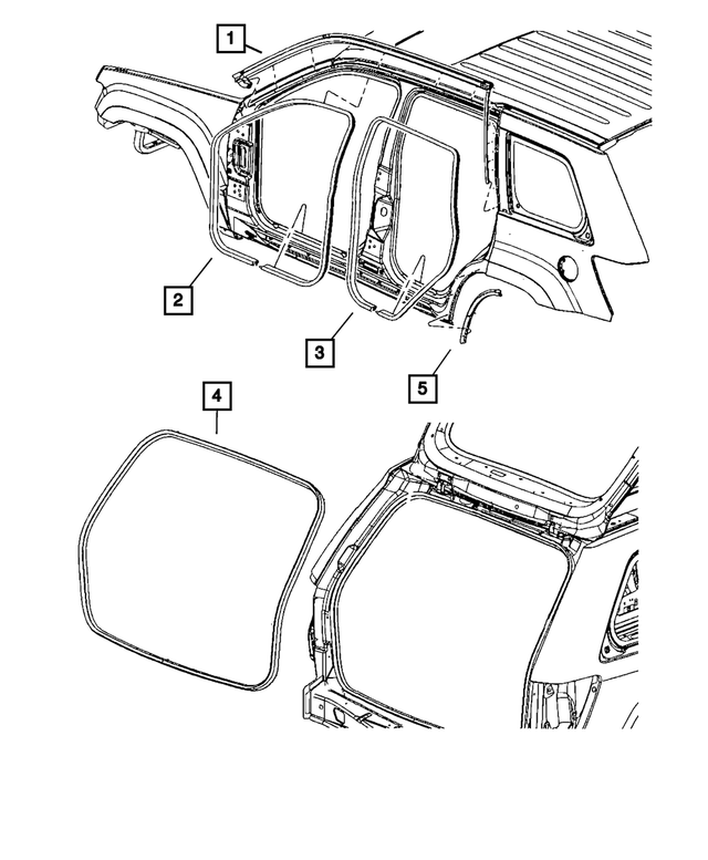 55399016AB - Body Sheet Metal Except Doors: Body Side Seal, Right for Mopar Image