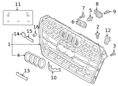 Grille & Components for 2019 Audi A4 Quattro #0