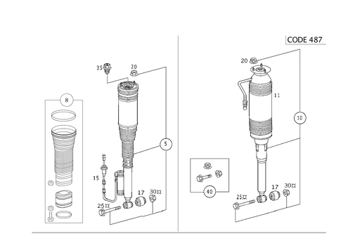 Spring Strut and Spring Strut Mounting Rear for 2005 Mercedes-Benz S55 AMG #0