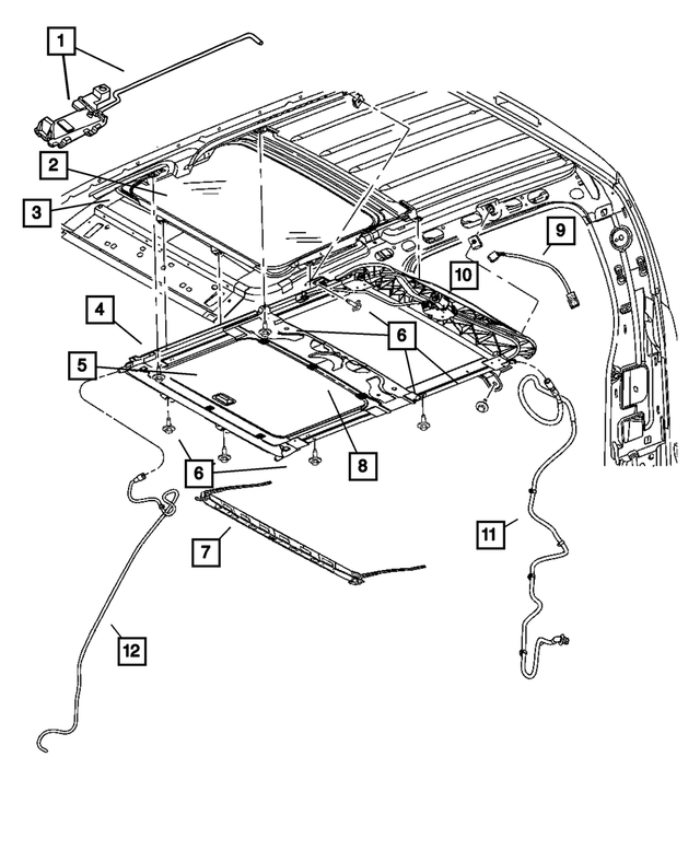 UX06BD1AA - Body Sheet Metal Except Doors: Sunroof Sunshade for Mopar Image