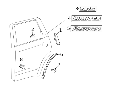 Exterior Trim - Rear Door for 2014 Toyota Sequoia #0