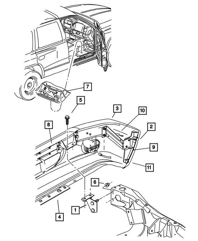 55077203AA - Frames and Bumpers: Bumper Bracket, Left for Mopar Image image