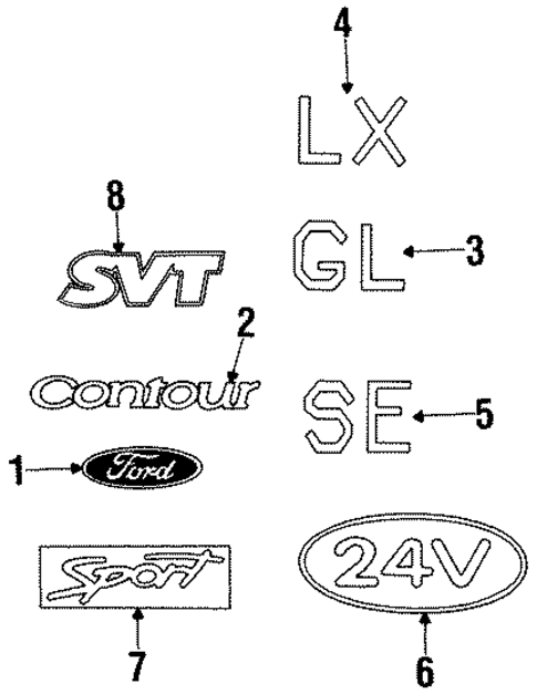 Exterior Trim - Trunk for 1995 Ford Contour #0