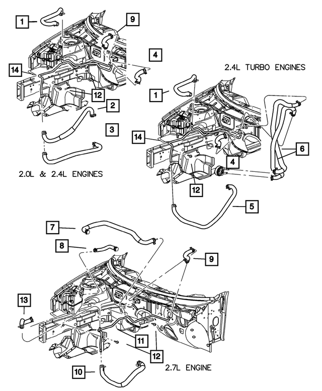 4596713AA - Air Conditioning &amp; Heater: Heater Supply Hose for Mopar Image image