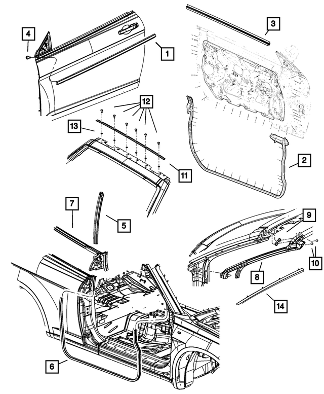 4389636AA - : Folding Top Windshield Frame Retainer &amp; Seal for Mopar Image
