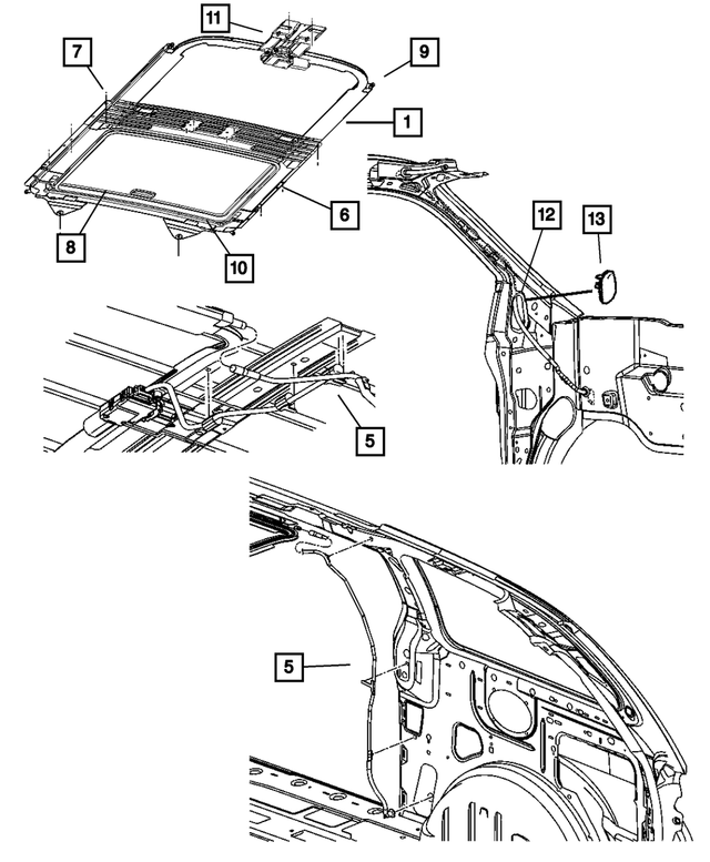 1KN54BD1AA - Body Sheet Metal Except Doors: Sunroof Frame for Mopar Image
