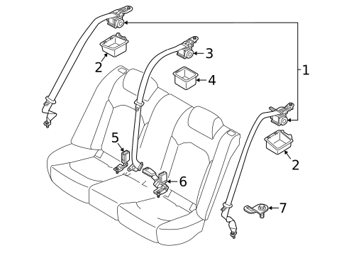 Rear Seat Belts for 2018 Hyundai Sonata #0