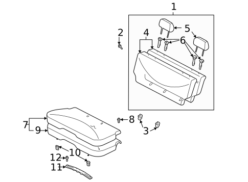 Rear Seat Components for 2001 Toyota Echo #1