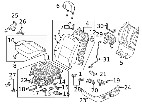 Driver Seat Components for 2015 Hyundai Equus #0