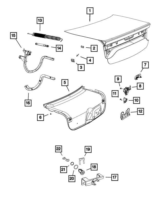 68660719AA - Body Sheet Metal Except Doors: Decklid for Mopar Image
