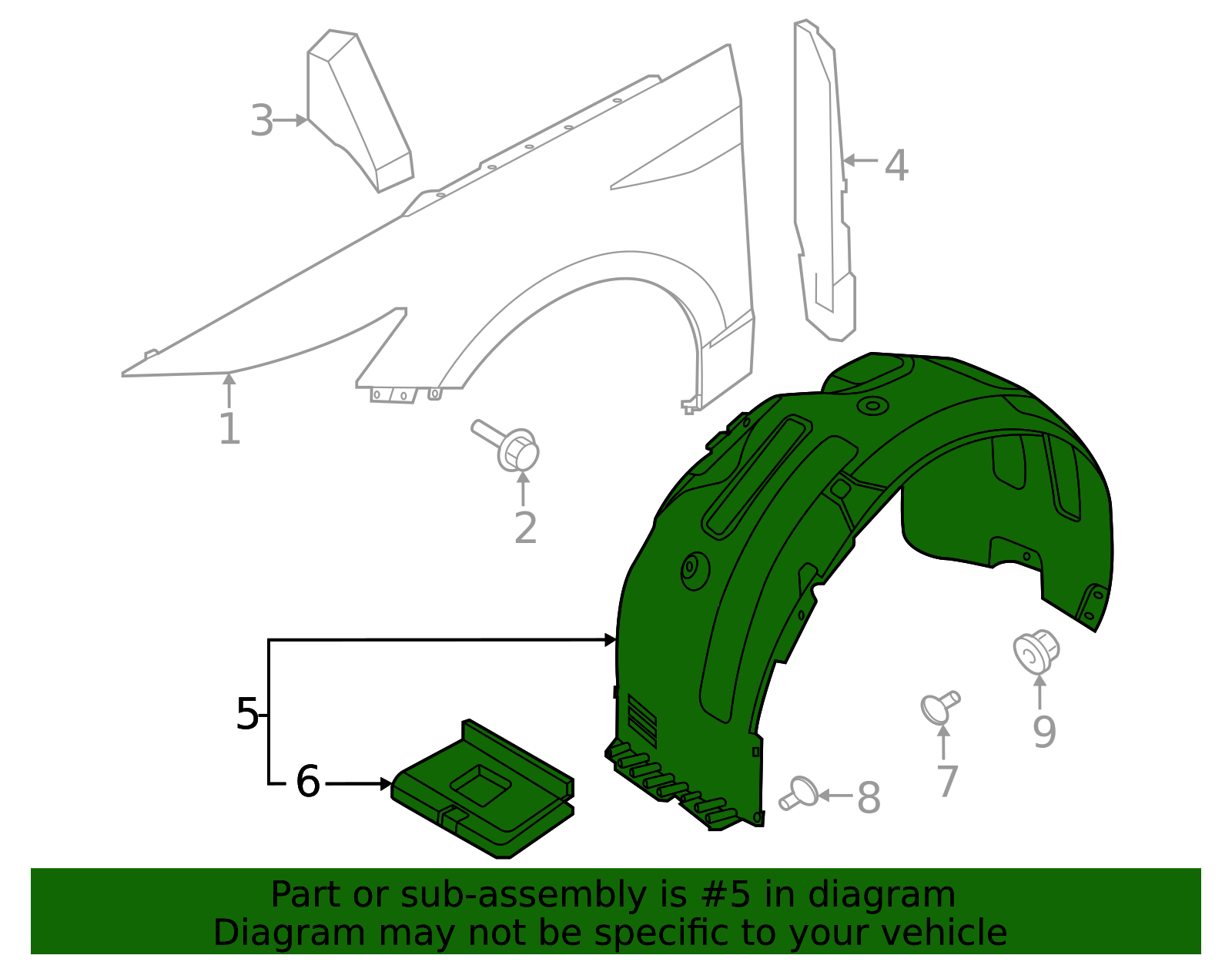 Genuine Hyundai Front Right Fender Liner Guard For 2009-2014 Genesis – 868123M000 – Includes Clips, Black