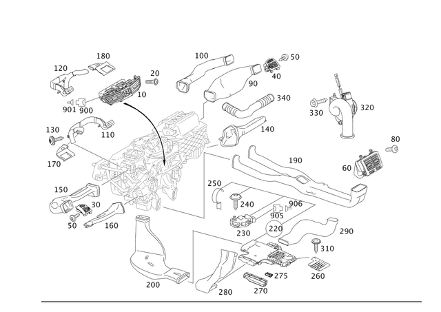 2218312846 - Heating and Ventilation: Duct for Mercedes-Benz Image image