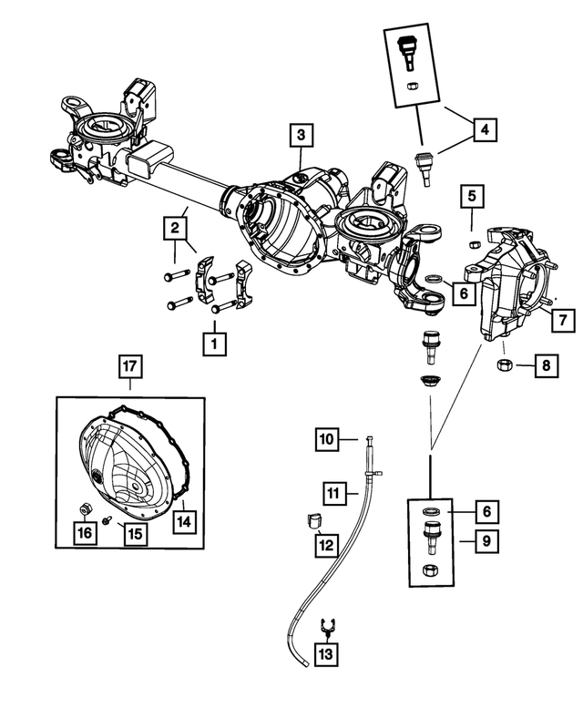 5086685AA - Front Axle; American Axle 235 MM Single Rear Wheel; Differential and Drive Line: Hex Head Bolt, Mounting for Mopar Image
