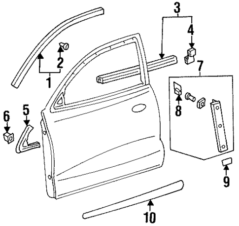 Exterior Trim - Front Door for 2000 Hyundai Elantra #0