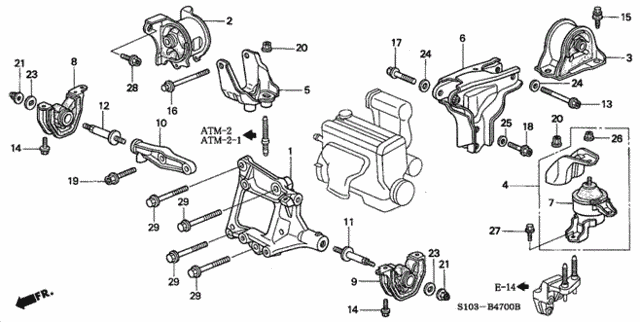 Engine Mounts (AT) for 1997 Honda CR-V #0