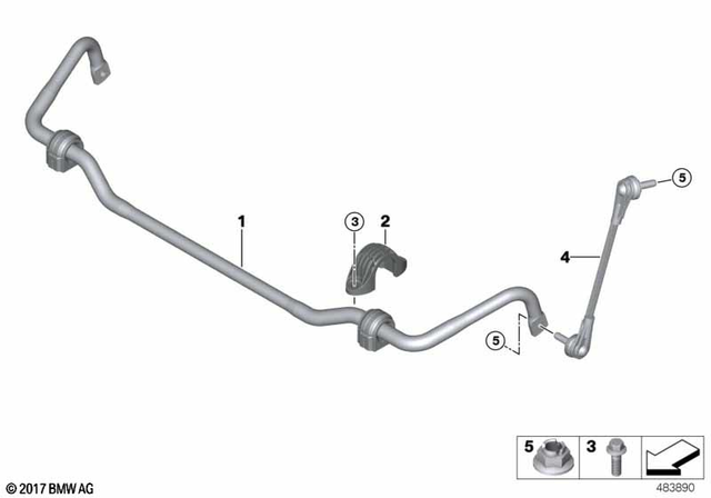 31305A0AED7 - Front Axle: Anti-Roll Bar, Front for BMW: i4 M50, i4 M50 xDrive, i4 M60 xDrive, i4 xDrive40 Image