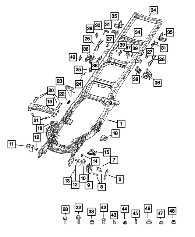 68145454AA - Frame, Bumper and Fascia: Side Rail Bracket, Right for Mopar Image