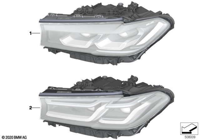 63119479272 - Lighting: Headlight, Laser Light, Right for BMW: 530e, 530eX, 530i, 530iX, 540i, 540iX, M5, M550iX Image