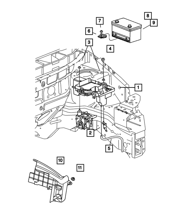 4860965AA - Electrical: Battery Tray Bracket for Mopar Image