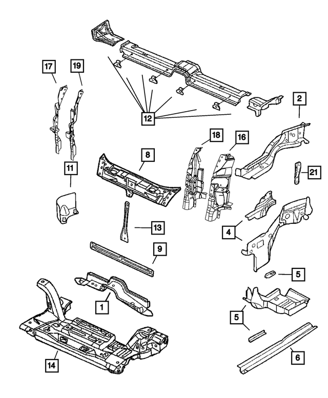 4724471AI - Frames and Bumpers: Front Side Rail Front Rail, Left for Mopar Image
