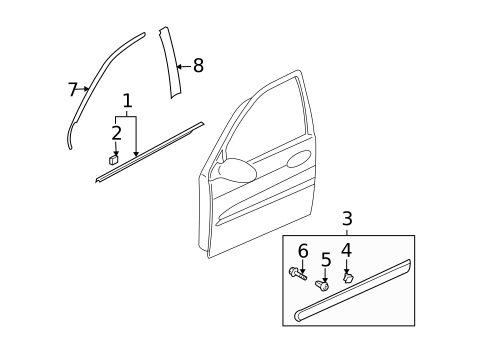 Exterior Trim - Front Door for 2008 Kia Sedona #0