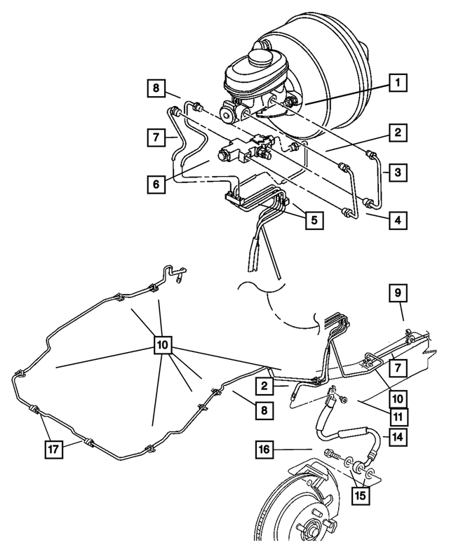 52008443AC - Service Brakes: Brake Tube, Left Front for Mopar Image