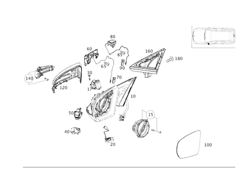 Outside Mirror, Left for 2025 Mercedes-Benz E 53 AMG&reg; #0