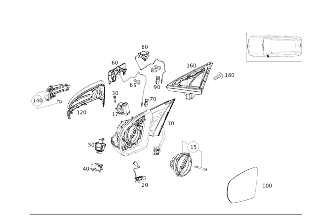 2138105301 - Driver Door: Mirror Frame for Mercedes-Benz: E300, E350, E43 AMG, E53 AMG, E63 AMG S Image image