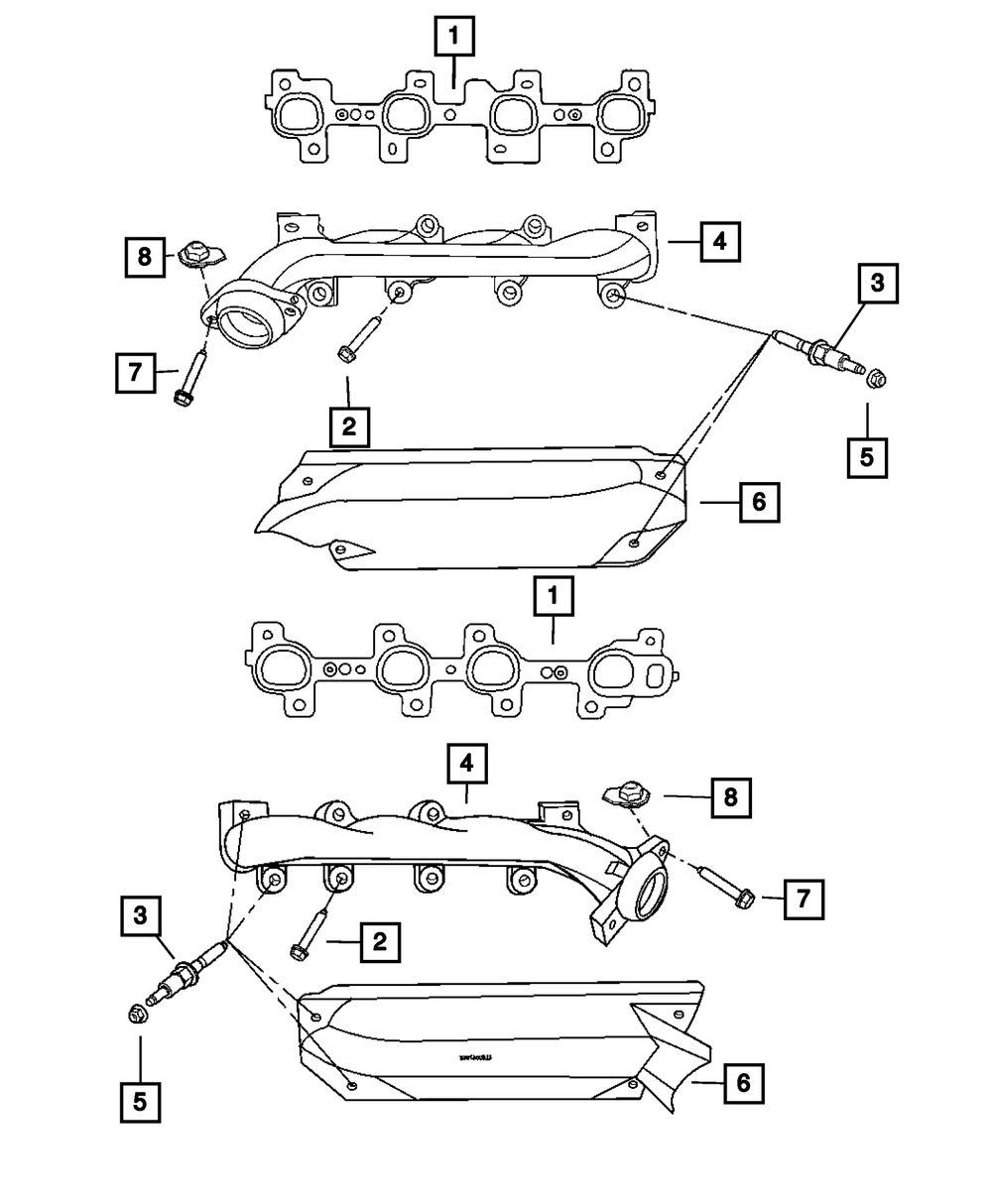 Exhaust Manifold, Right Side - Mopar (68045438ab)