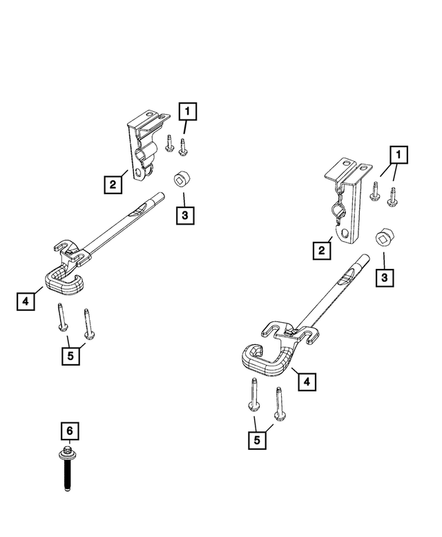 68287950AA - Frame, Bumper and Fascia: Tow Hook Bracket, Right for Mopar Image