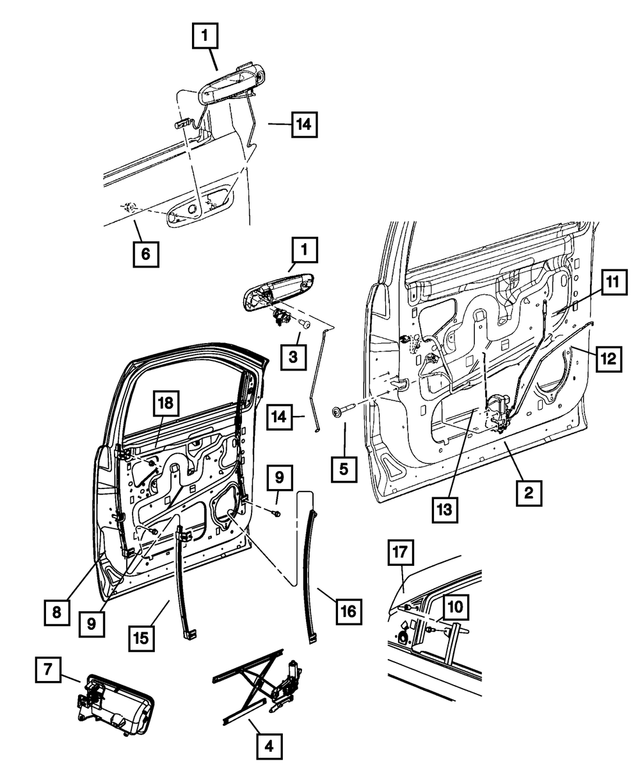 1EH591DMAA - Doors, Door Mirrors and Related Parts: Front Door Exterior Handle, Left for Mopar Image
