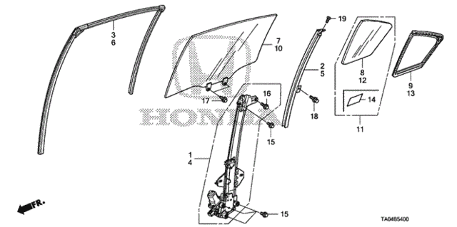 Rear Door Glass - Regulator for 2010 Honda Accord #0