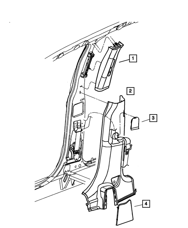 UG98DW1AC - Interior Trim: Center Pillar Cover, Right for Mopar Image