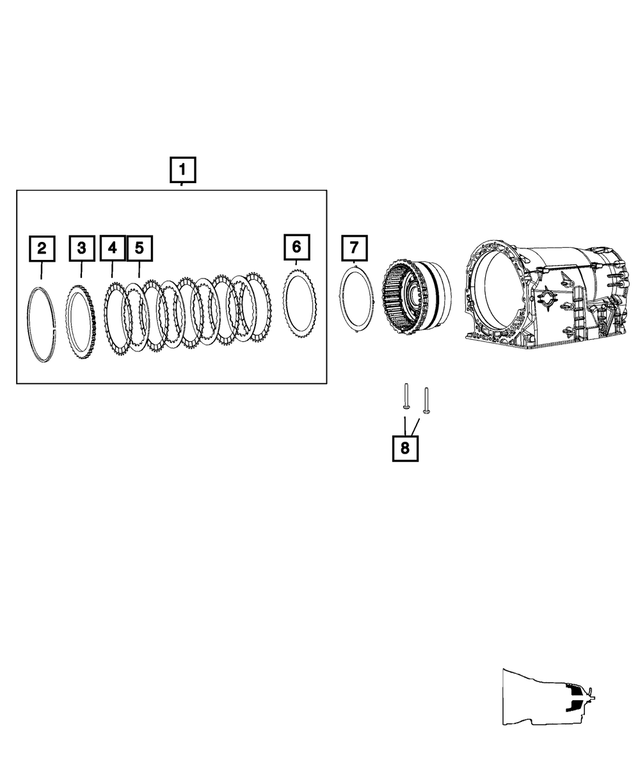 68028660AB - NAG1; W5J400 - W5A330; 5-Speed; Automatic Transmission: B2 Brake Clutch Stack Up Clutch Package for Mopar Image