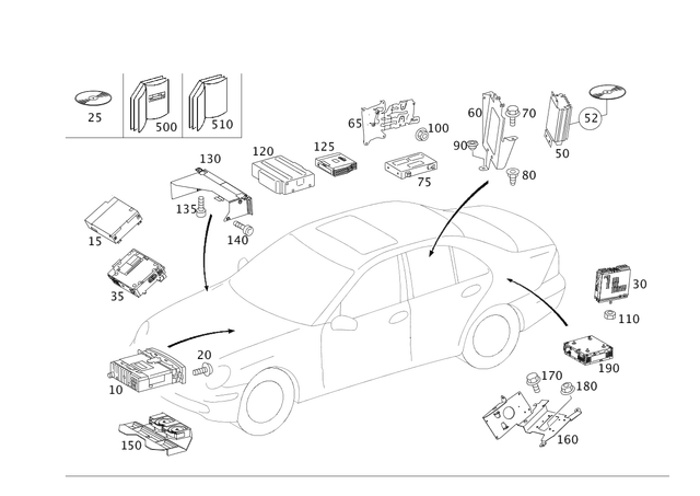 2038707389 - Electrical System: Operating Unit for Mercedes-Benz: 180C, C230, C240, C280, C32 AMG, C320, C350, C55 AMG Image image