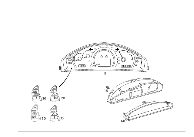 2205409011 - Electrical Equipment and Instruments: Instrument Cluster for Mercedes-Benz: CL55 AMG Image image