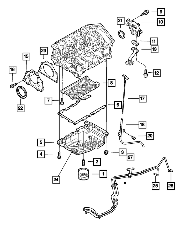 4663999AC - Engine 2.7L Six Cylinder: Windage Tray for Mopar Image image