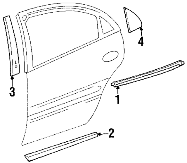 25717628 - : Rear Side Door Window Frame Front Applique Assembly for GM Image